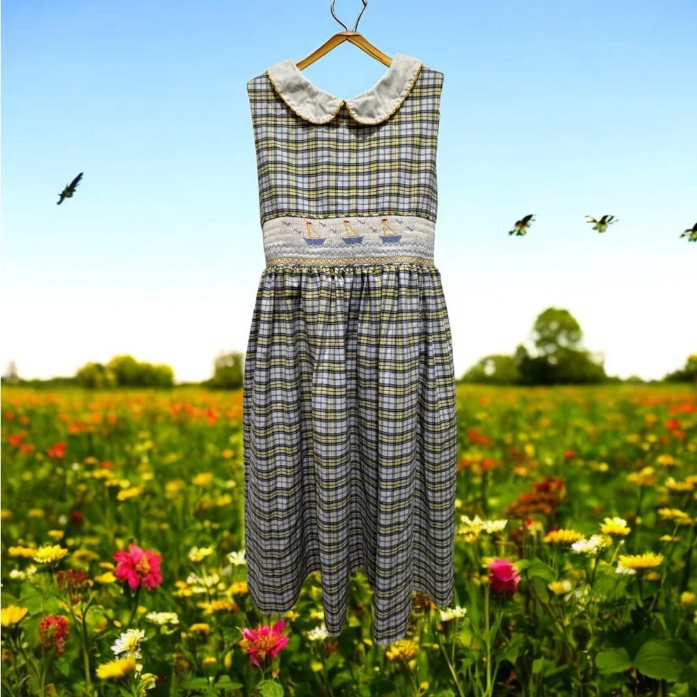 Karla Lacaya Vive La Fête Children's Plaid Dress size 8